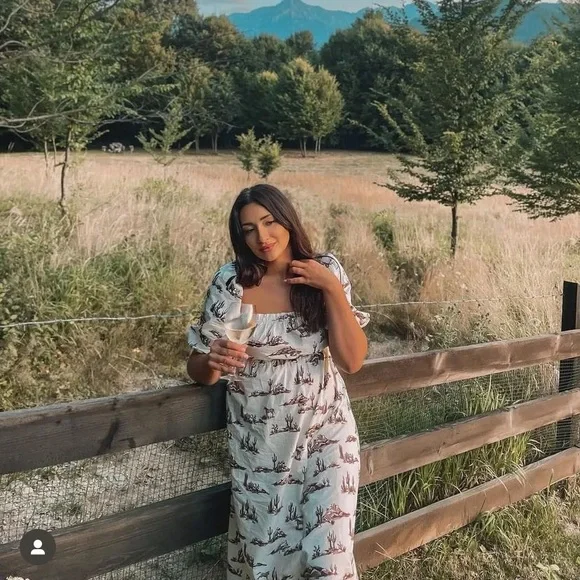 MANGO cactus print puff sleeve long dress blogger fave zara competitor - Picture 3 of 10